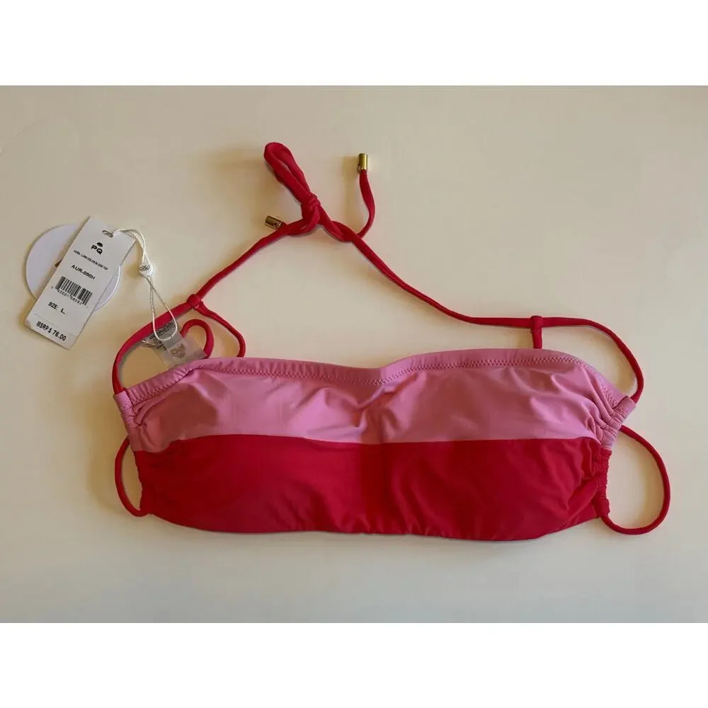 PQ Swim Pink Two-Tone Bandeau Bikini Top 
No tag on